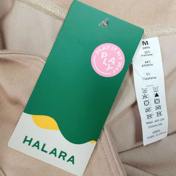 Halara Crossover V-Waist Flare Pants High Rise Knit Pilatescore Nude M Petite - Picture 6 of 8